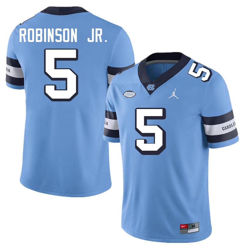#5 Jason Robinson Jr. North Carolina Tar Heels College Football Jersey Stitched-Retro Blue